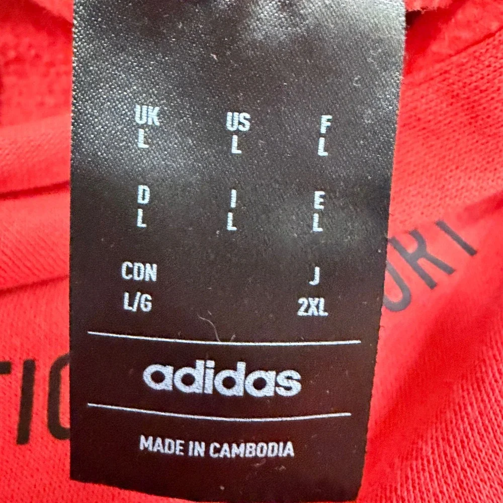 Adidas Hoodie Mens Large Red Foundation of Sport Graphic Pullover Fleece 4404